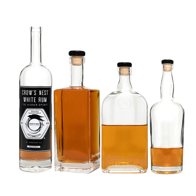 375ml 500ml 750ml 1000ml Capacity Glass Bottles for Vodka with Cork Top Screw GPI Top Cap