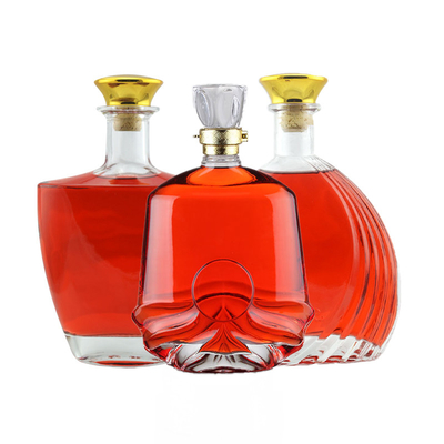 375ml 500ml 750ml 1000ml Capacity Glass Bottles for Vodka with Cork Top Screw GPI Top Cap