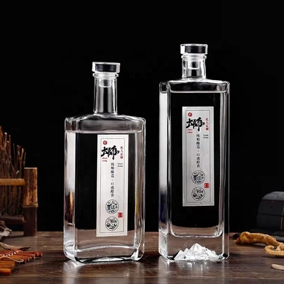 Base Material Super Flint Glass Custom Printing Square Gin Bottle for and OEM Welcome