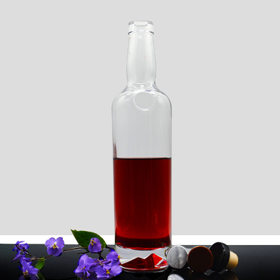 High Flint Glass Material Luxury Empty Whiskey Glass Bottles with Cork and Decal Logo