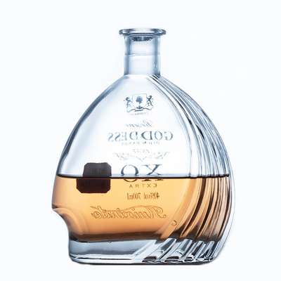 High Flint Glass Material 700ml 750ml Rum Vodka Whiskey Tequila Glass Bottle with Cork