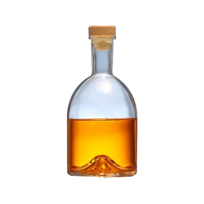 Round Empty Flint Glass Tequila Gin Whiskey Vodka Bottle with Crystal White Material