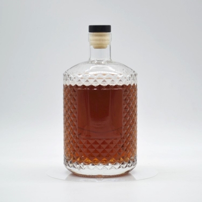 500ml 750ml Square Frosted Empty Custom Alcoholic Drink Tequila Whiskey Gin Decorative Glass Bottles