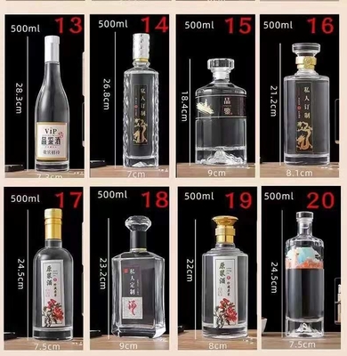 Super Flint Glass 500ml 700ml 750ml Rum Vodka Whisky Liquor Gin Bottle with Glass Cork
