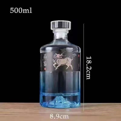 Super Flint Glass 500ml 700ml 750ml Rum Vodka Whisky Liquor Gin Bottle with Glass Cork