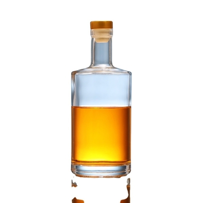 Custom Logo Printing 250ml 500ml 750ml Clear Glass Flasks for Liquor Flat Whisky Bottle