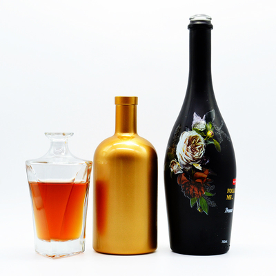 Silk Screen Printing Logo Customized Empty Clear Crystal Cylinder Spirit Glass Bottle