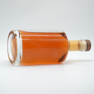 Custom Super Round Super Flint Empty Cork Stopper 750ml Liquor Glass Vodka Bottle