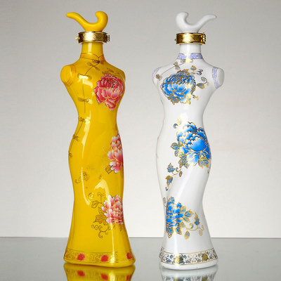 Unique Lady Glass Wine Bottles with Industrial Beverage Super Flint Glass Material