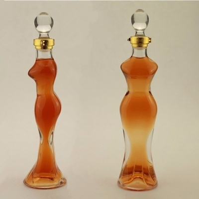 Unique Lady Glass Wine Bottles with Industrial Beverage Super Flint Glass Material