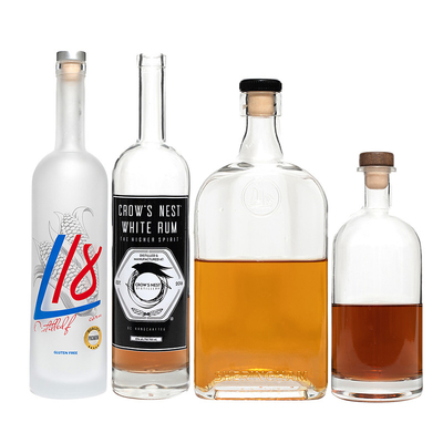 Custom 750ml 500ml 375ml 200ml 100ml Vodka Spirit Gin Rum Glass Liquor Bottles for Coffee