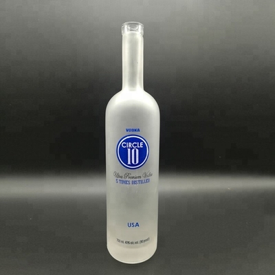 Customized 750ml Clear Glass Bottles For Alcohol Sealing Type cork Surface Handling Decal