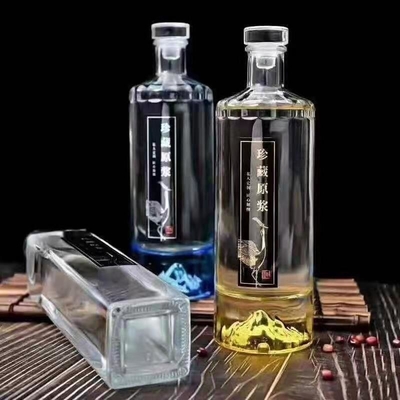 Custom Design 750ml Square Glass Wine Bottle for Wine Sealing Type CORK / Screw Top