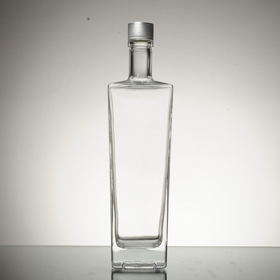 700ml Square Whisky Glass Bottle with Crystal White Glass Material and Embossed Style