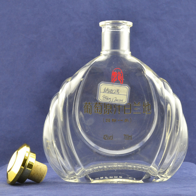 Super Flint Material High Transparent XO Glass Bottle with Wooden Cap and Cork Seal