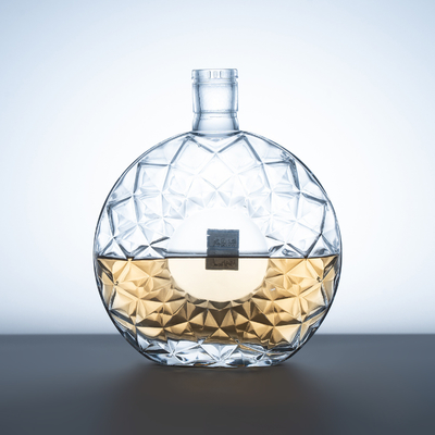 Screen Printing Round 500ml Frosted Glass Bottle for Spirit Champagne Beverage Tequila