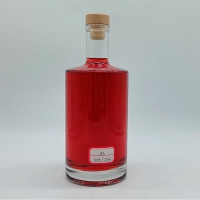 Fancy Clear Glass Bottle for Whiskey Custom Logo Round Shape 750ml Glass Liquor Bottles