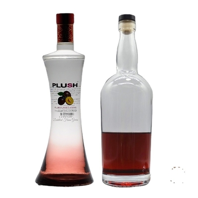 Customized Shape Super Flint Glass Collar 250ml Hot Sauce 500ml Vodka 700ml Glass Liquor Bottles
