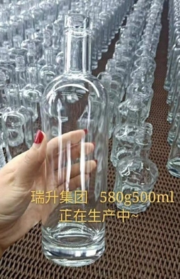 Customized Shape Super Flint Glass Collar 250ml Hot Sauce 500ml Vodka 700ml Glass Liquor Bottles