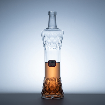 1 Litre Whiskey Glass Vodka Bottle Empty Spirit Bottle 375ml 500ml 750ml with Cork Lid