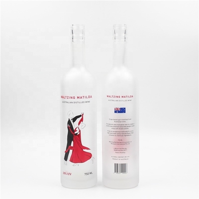 750ml Industrial Beverage Glass Liquor Bottle with Color Spray Surface and Decal