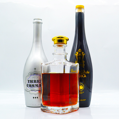 Whisky FOB and Luxury Custom Printing Empty Square Frosted Glass Bottles for Liquor