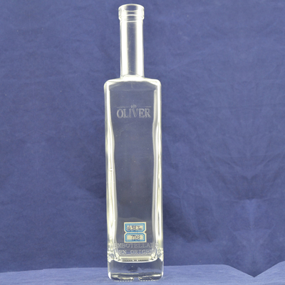 Collar Material Super Flint Material 700ml Empty Clear Alcohol Rum Whisky Spirit Vodka Glass Bottle for Liquor