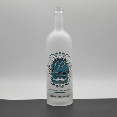 Custom Round Shoulder Screen Printing Frosted White Glass Bottle for 750ml Alcoholic Vodka