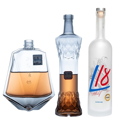 Super Flint Glass Base Material Bottle Bespoke Empty Whiskey Wine Glass Bottle 500/750ml