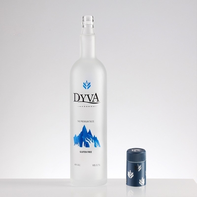 Clear 375ml 500ml 700ml 750ml Custom Frosted Printing Spray Brandy Whisky Liquor Vodka Bottle with Cap