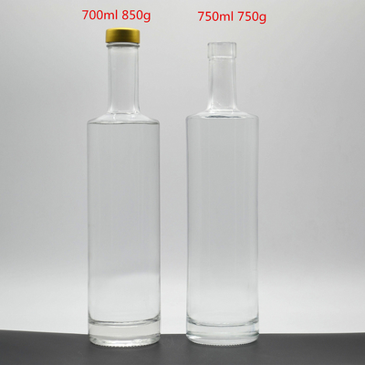 Super Flint Glass Collar Round 700ml Cork Top Clear Gin Bottle for Vodka Enthusiasts