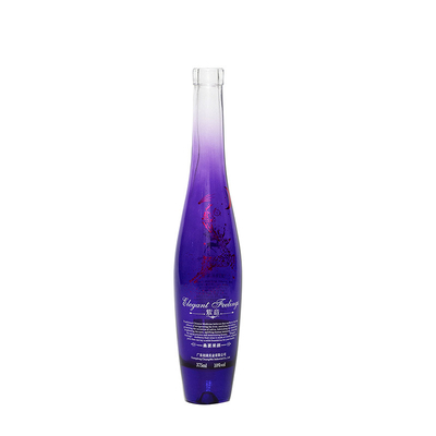 Clear 375ml 500ml 700ml 750ml Custom Frosted Printing Spray Brandy Whisky Liquor Vodka Bottle with Cap
