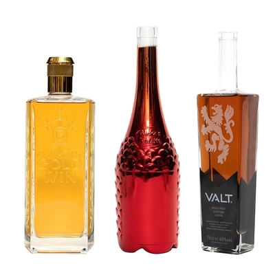 Whiskey Vodka Liquor 750ml Empty Square Glass Bottle with Super Flint Glass Material