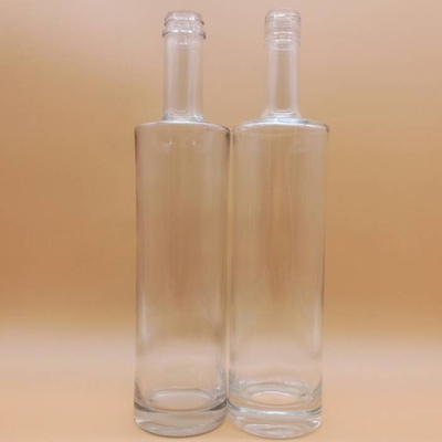 Super Flint Glass Collar Round 700ml Cork Top Clear Gin Bottle for Vodka Enthusiasts