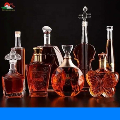 Glass Bottle for Whiskey Brandy Vodka Frosted Body Material Glass