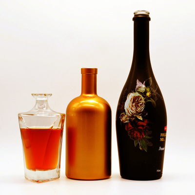 Glass Bottle for Whiskey Brandy Vodka Frosted Body Material Glass