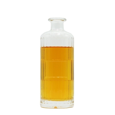 Embossing Pattern Super Flint Glass Bottles for Tequila Vodka 750ml Square OEM Design