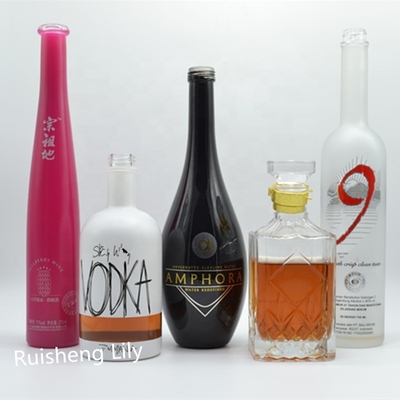 500ml 700ml 750ml Custom Body Material White Glass Collar Olive Oil Brandy Bottles