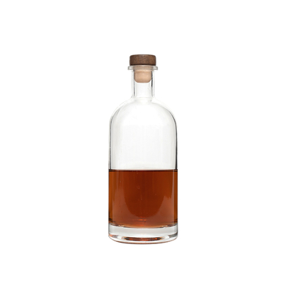 Custom 750ml Embossed Logo Wine Glass Bottle in Clear Color for Branded Whisky