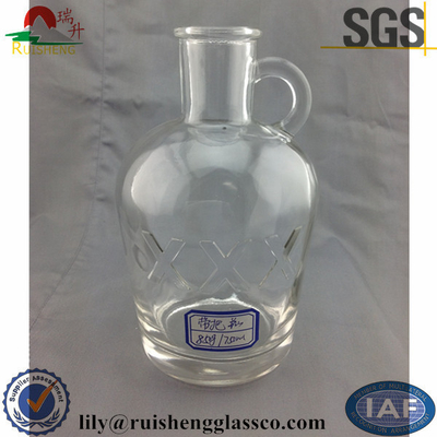 BRANDY Glass Bottle with Handle 500ml 750ml Vodka Rum Alcohol Whiskey Glass Collar