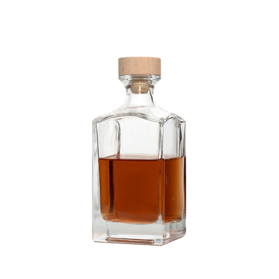 Custom 750ml Embossed Logo Wine Glass Bottle in Clear Color for Branded Whisky