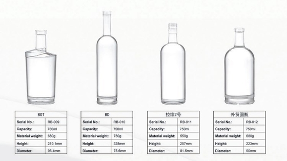 Transparent 750ml Frosted Spirit Alcoholic Drink with 1000ml Whisky Vodka Bottle