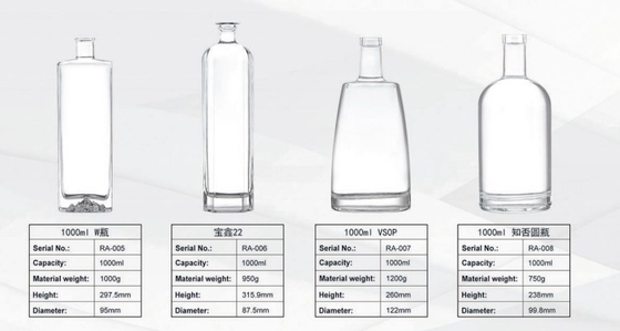 Transparent 750ml Frosted Spirit Alcoholic Drink with 1000ml Whisky Vodka Bottle