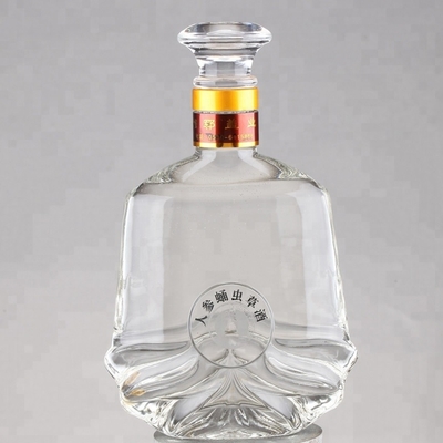 750ML Custom Spirit Bottles Super Flint Glass Material Brandy Glass Bottle with Cork