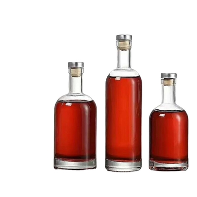 OEM Logo Decal Stocked 1000ml 750ml 500ml Liquor Bottles Vodka Glass Bottle with Cork Top Lid