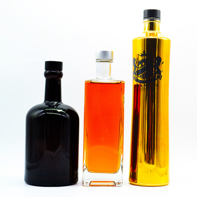 Hot Stamping Surface Handling Glass Bottles for Vodka Gin Spirit 500ml 1Liter