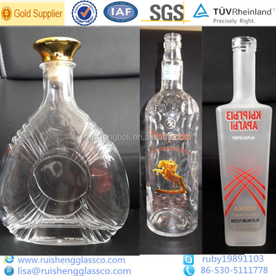 OEM Clear Glass Soft Drinks Bottle 300ml 500ml 750ml with Frost Deep Process