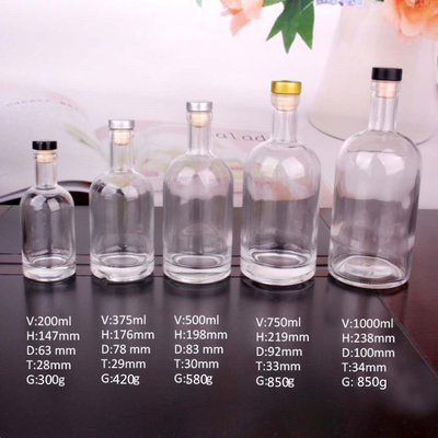 FOB Empty Glass Bottle for Vodka Spirit Whisky Wine Capacity 250ml 500ml 700ml 750ml 1l
