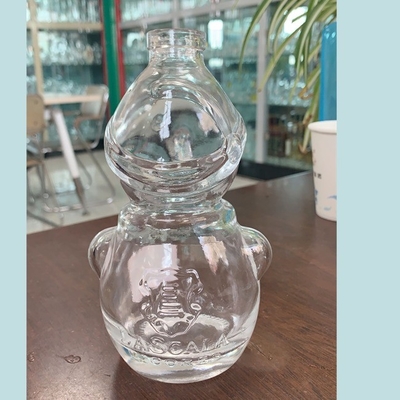 Transparent Flint Glass Snowman Shape Whiskey Bottle with Decal Surface Handling