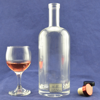 Frosted Super Flint 700ml Empty Bottles for Wine Decal Logo 750ml Vodka Glass Bottle